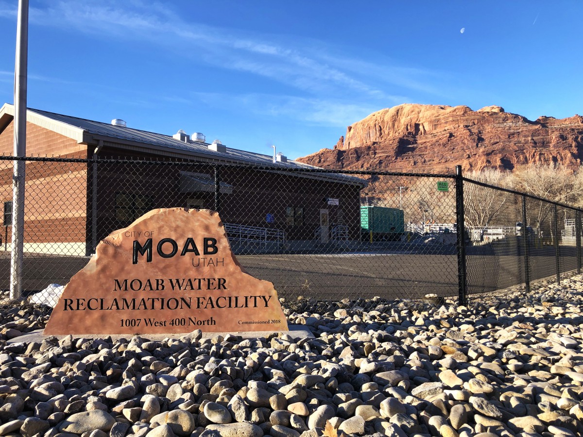 Signage for Moab City Water Reclamation Facility.